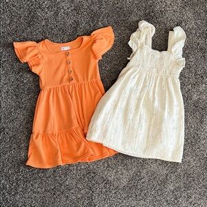 Orange and White Girls' Dresses Set